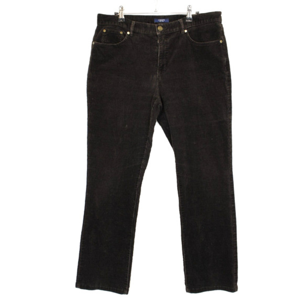 Chaps Corduroy Pants Women 10 Classic Straight Leg Mid Rise Brown Button Pockets